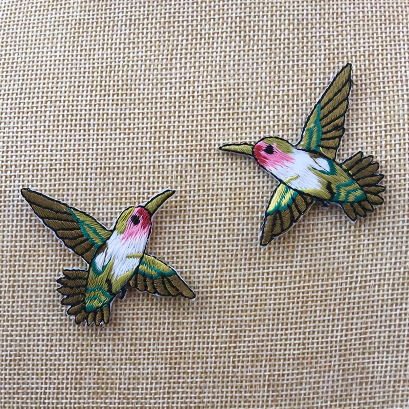 Set Of 2 Birds Hummingbird Iron-on/sew Full Embroidered Patch Appliqués Badge