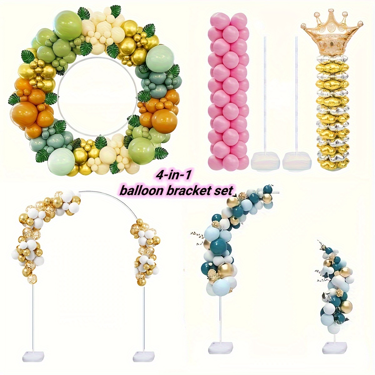 

4-in-1 Balloon Arch & Garland Kit - Bracket Set For Wedding, Engagement, Valentine's Day, Birthday, Bachelor Party Decorations - Includes Components - Suitable For 14+ - Plastic Balloons Accessory