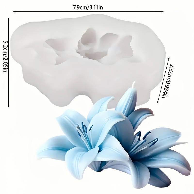 TEMU 1 Resin Mold Simulation Lily Flower Silicone Mold - Reusable Lily Leaf And Petal Mold, Suitable For Diy Crafts, Wedding Decorations,