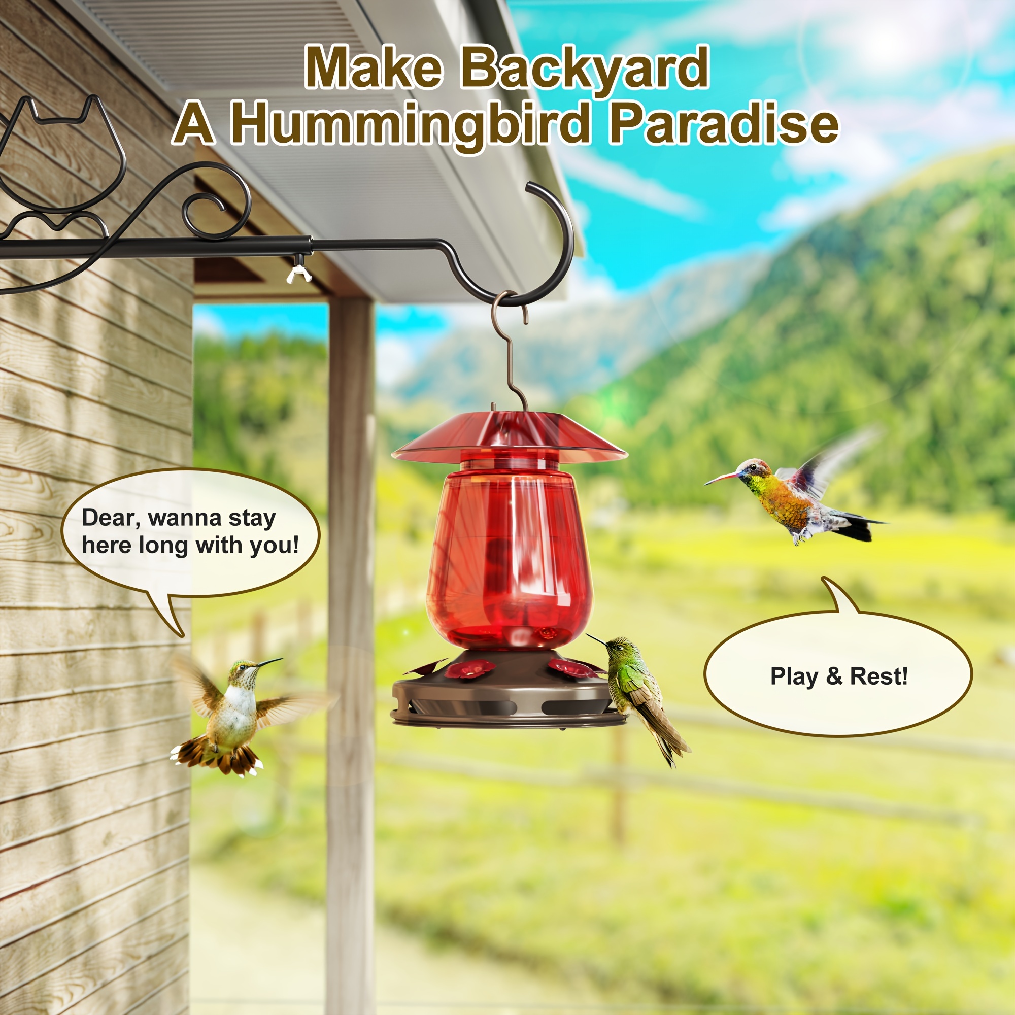 Elegant Glass Hummingbird Feeder