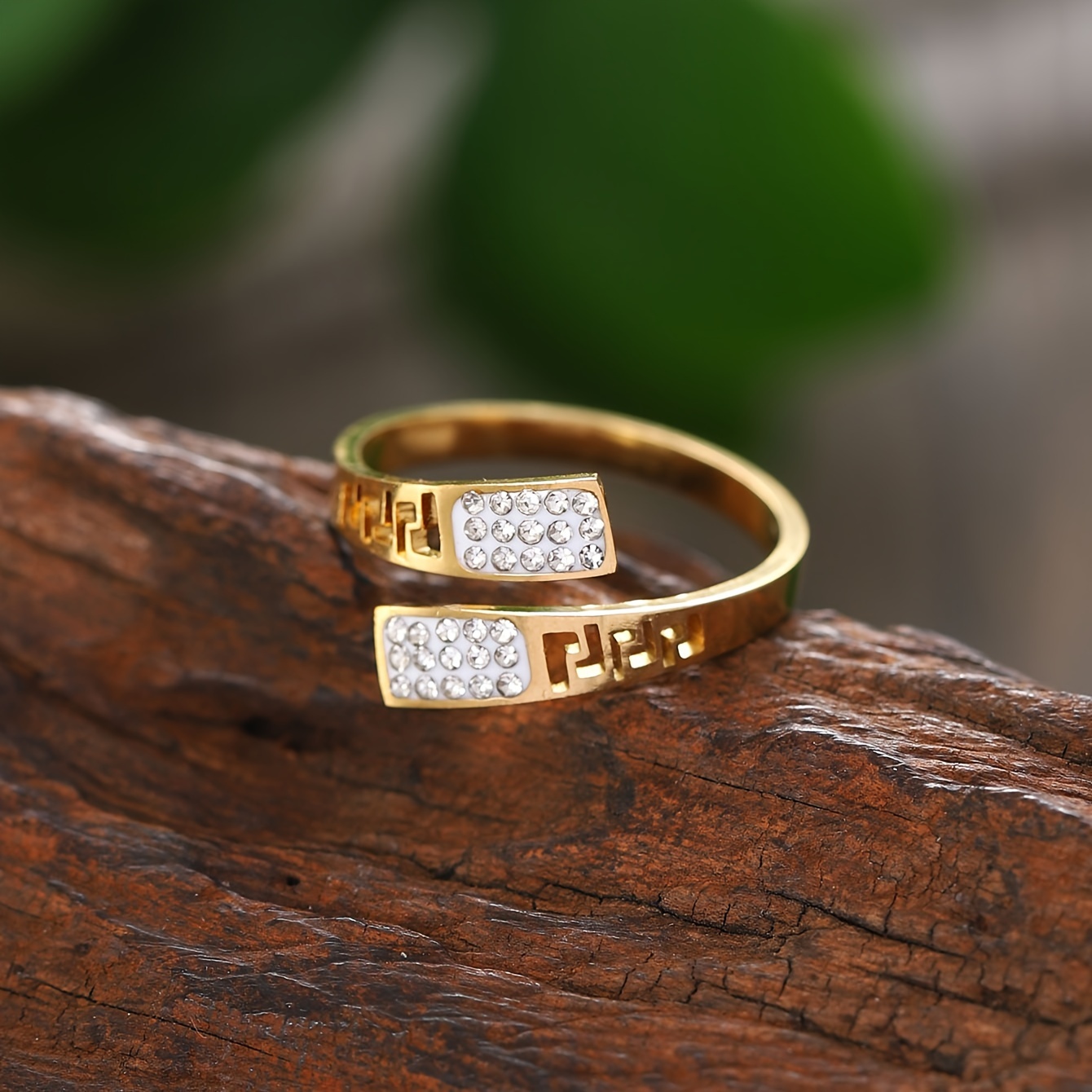 Vintage Inspired Rhinestones Stainless Steel Ring