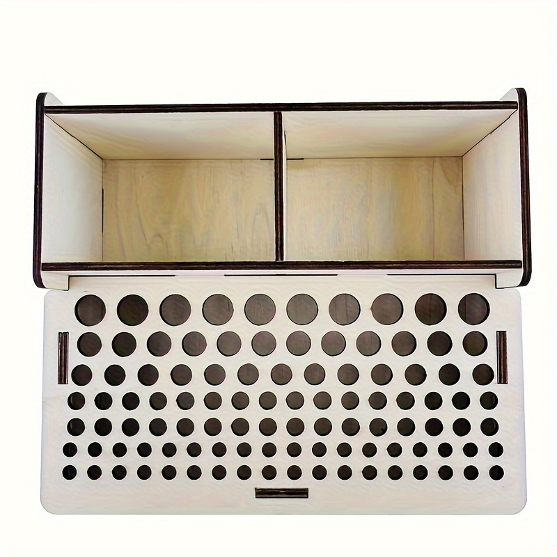 Image of 1pc Wooden Storage Holder Storage Box Leather Tool Painting Brush Tool Storage Rack Leathercraft Tools Holder Household Multifunctional Desktop Organization Storage Supplies