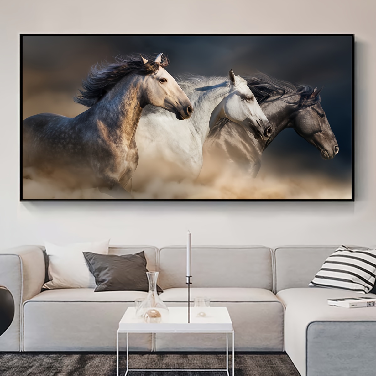 

1pc Unframed Canvas Poster, Modern Art, Animal Horse, Ideal Gift For Bedroom Living Room Corridor, Wall Art, Wall Decor, Winter Decor, Room Decoration