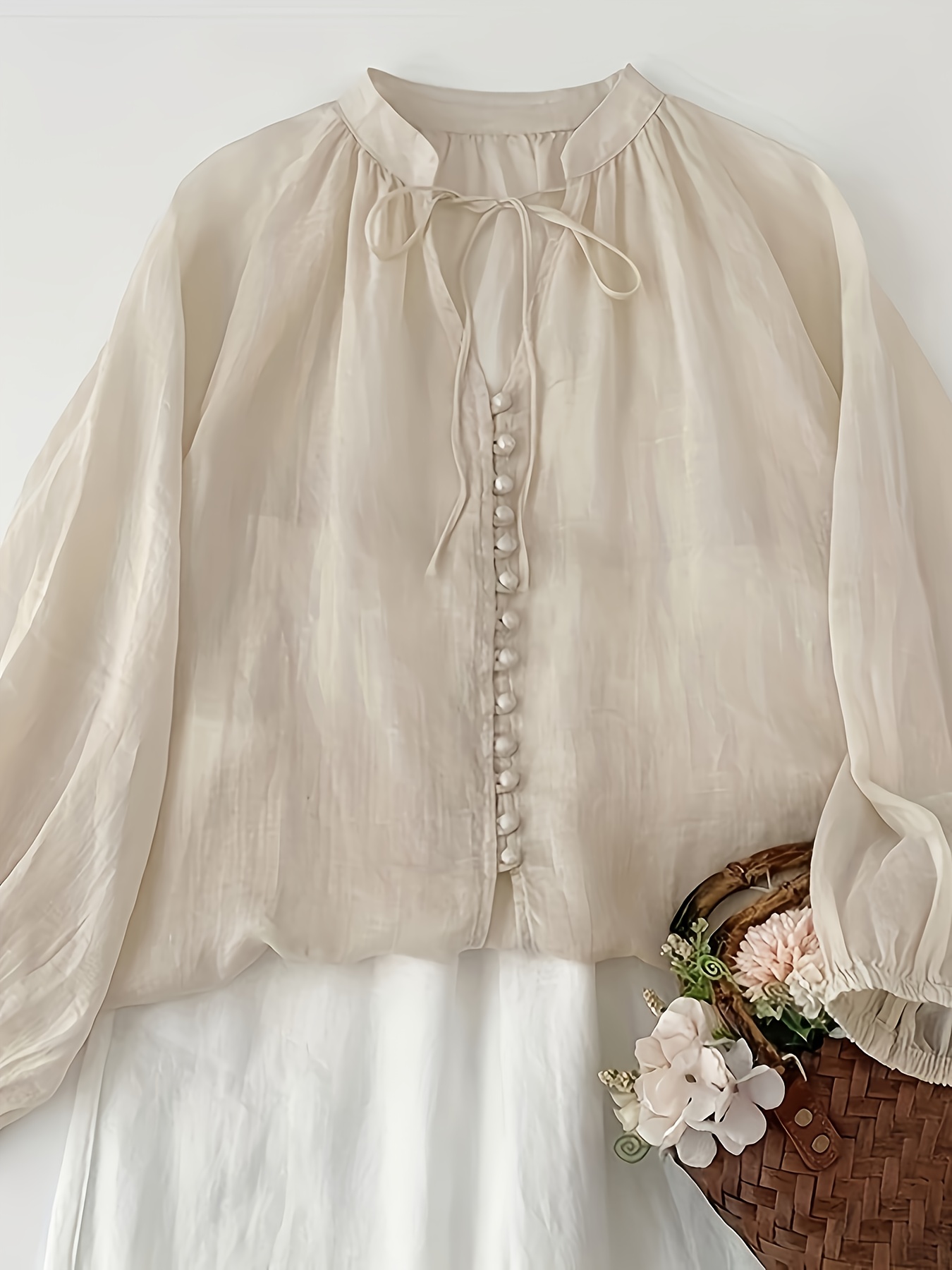 lantern sleeve blouse sold on Temu United States