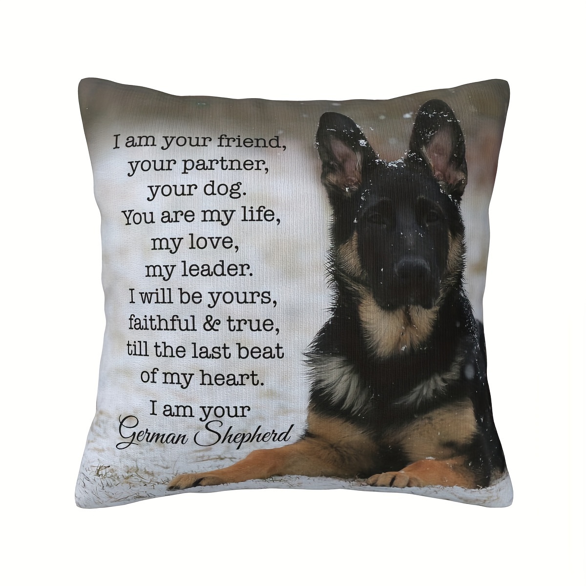 

1pc I Am Your Friend German Shepherd Short Plush Throw Pillow Cover For Home Room Bed Sofa Decorations 18x18 Inch (no Pillow Core)