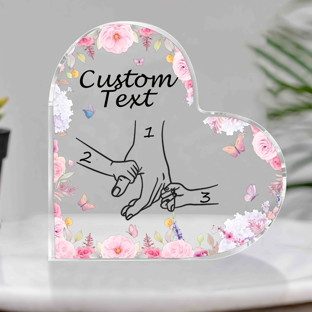 TEMU 2d Flat, Personalized Handprint Heart Plaque - Custom Name & Date Suitable For Grandma, Mother's Day Gift, Birthday, Or Table Decor 's