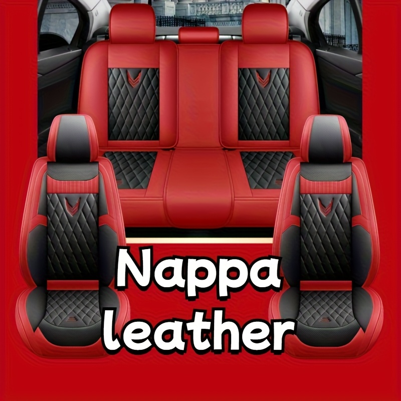 TEMU 2025 New Model Luxury Leather Seat Covers For Five-, Featuring A Perforated Design Durable And Breathable, Suitable For
