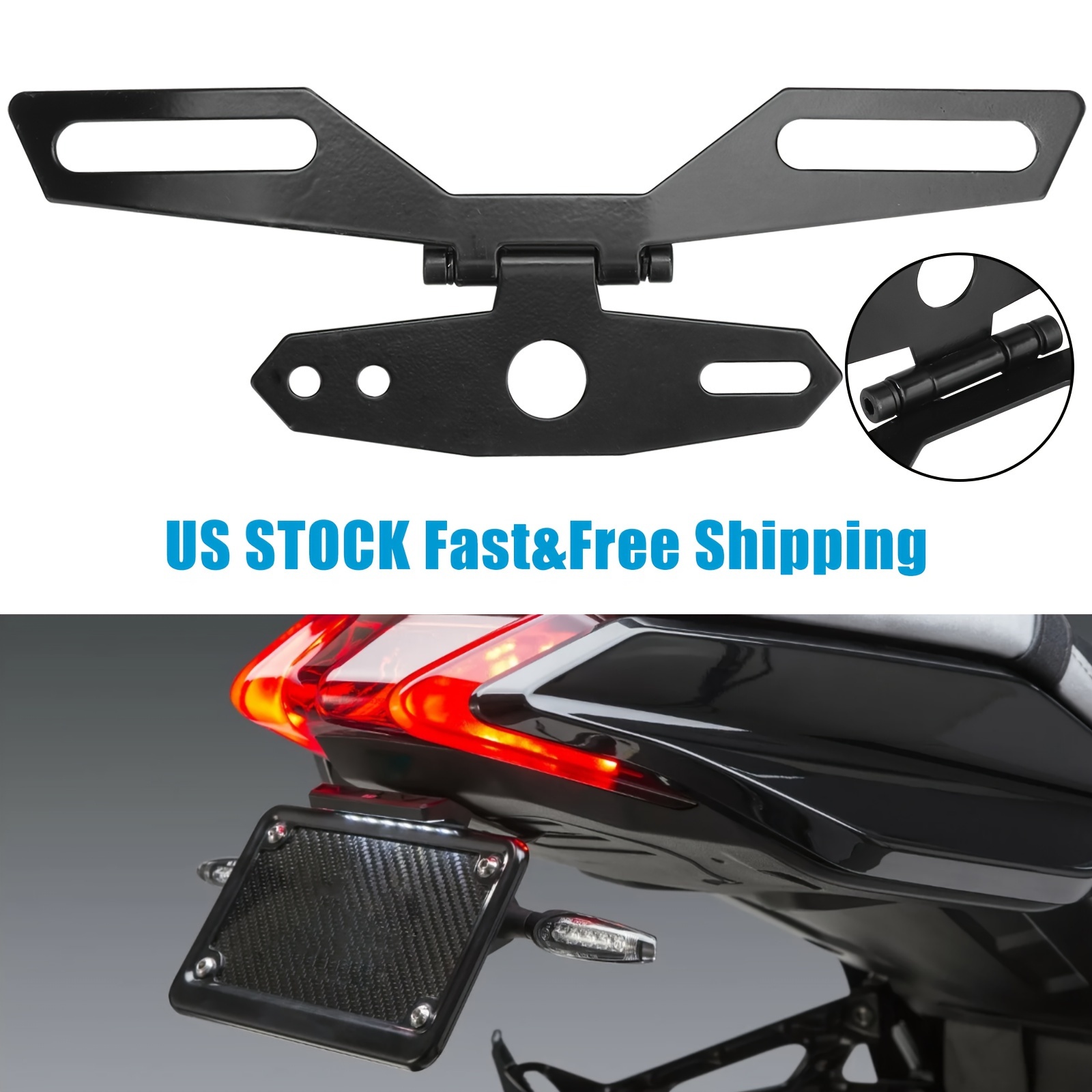 

1pc Adjustable Motorcycle Accessories Universal Folding License Plate Holder Rear Tail Light Bracket Mount