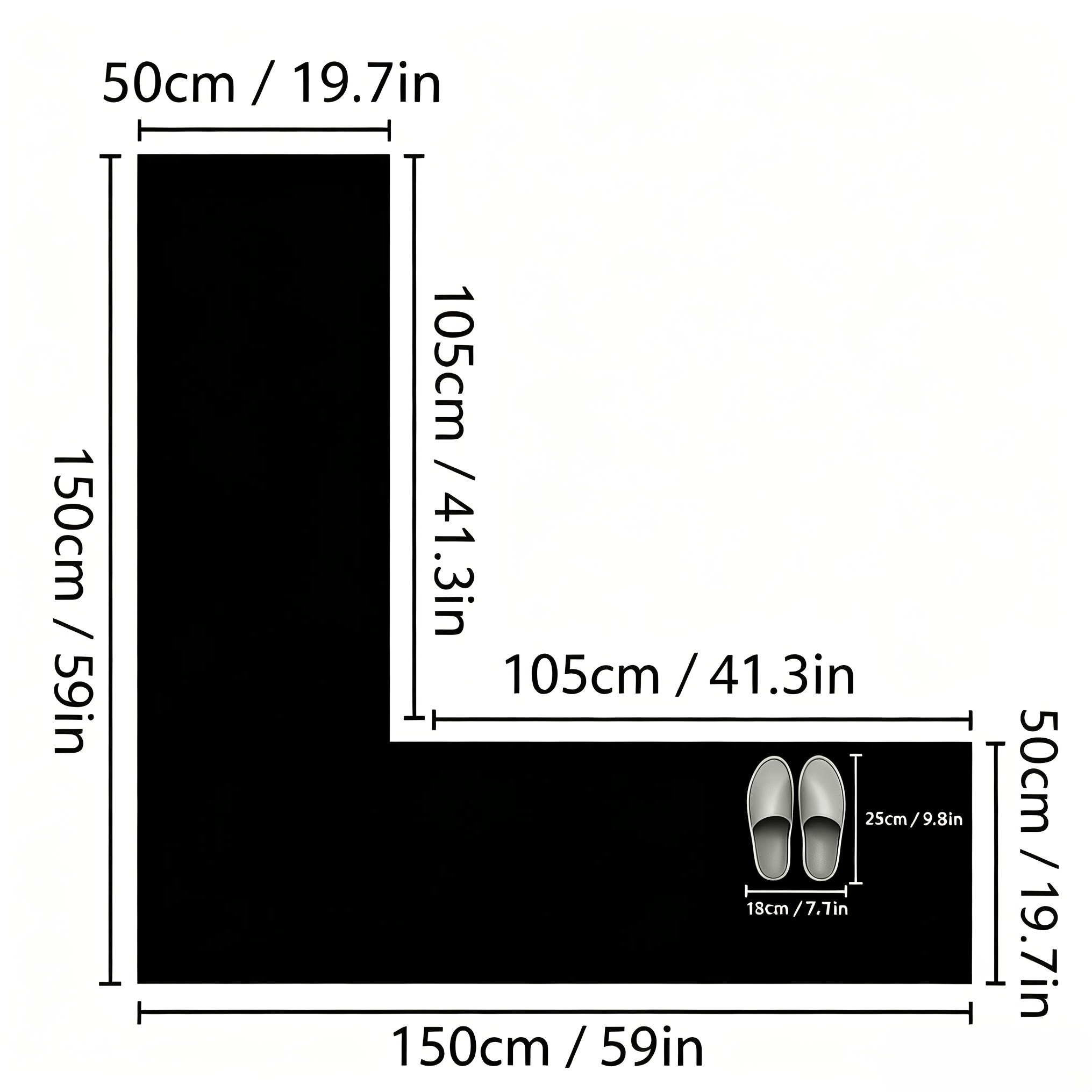 TEMU 1pc L-shaped Non-slip Mat For Bathroom And Kitchen, Featuring A Large Kitchen Mat With 'kitchen' - Non-slip Bottom, Striped And Solid Colors,