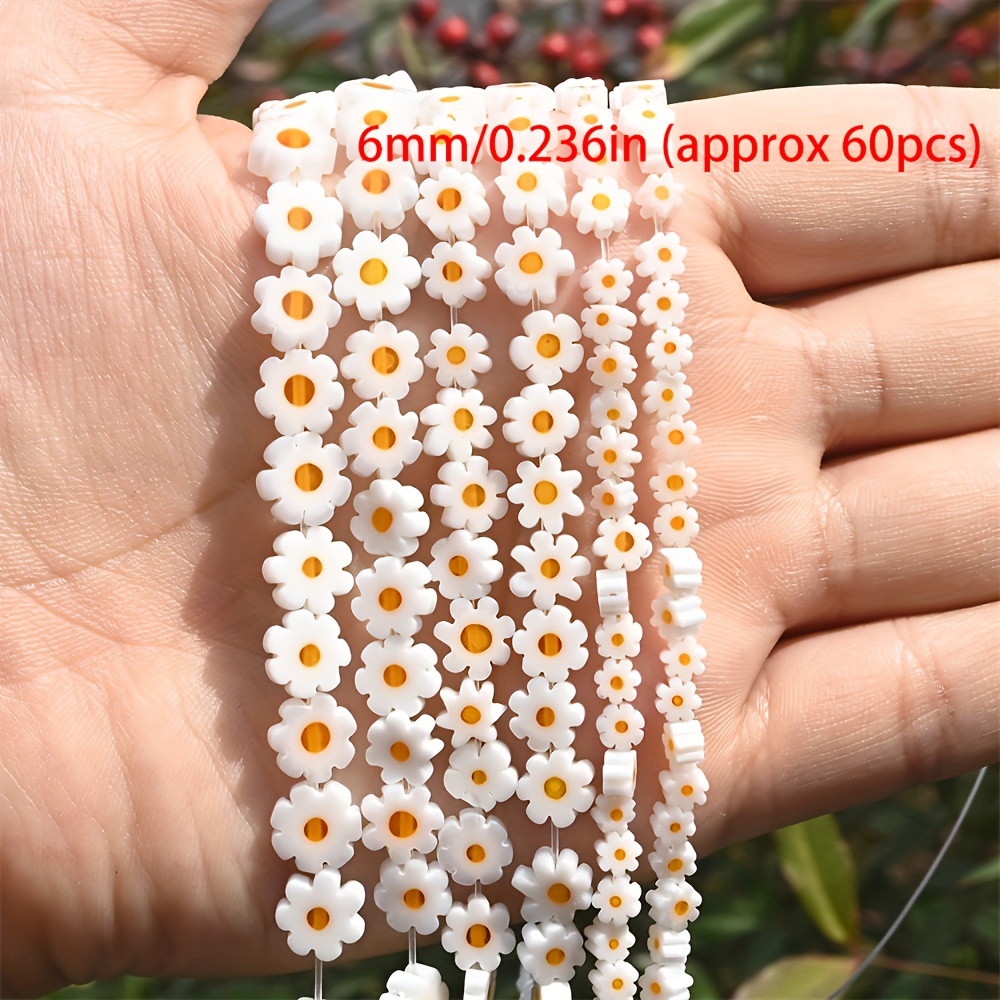 TEMU White Glass Flower Beads - 4/6/8mm Loose Spacer Beads For Jewelry Making, Diy Bracelets & Necklaces, Fashion Accessory | Decorative Beads | Glass Flowers
