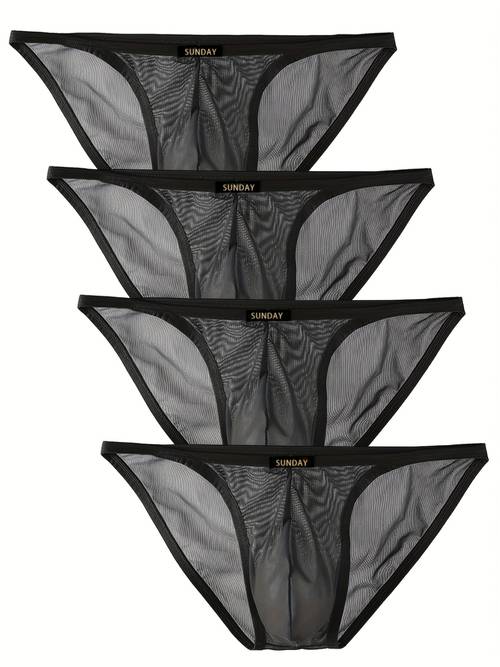 heren ultradunne mesh lage taille strakke slipjes set van 4 stuks