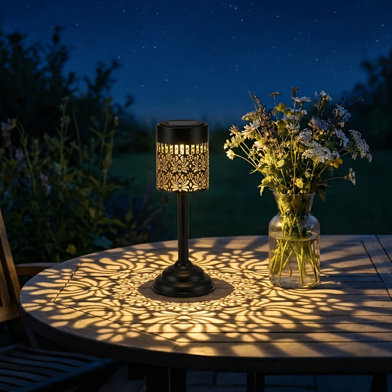 TEMU Luci solari da giardino per esterni, luci decorative con motivo a peonia, installazione da tavolo, essenziali per decorazioni festive, Natale,