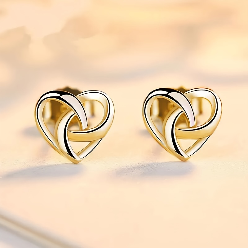 

1 Paire de Boucles d'Oreilles de Mode pour Femmes - Boucles d'Oreilles en de Cœur avec Nœud pour Banquet , Cadeau de Mode Polyvalent pour la Saint-Valentin