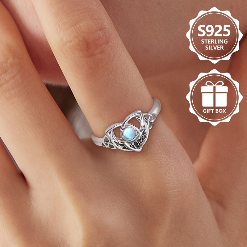 925 Silver Women's Ring Set with Moonstone Style Party Gift