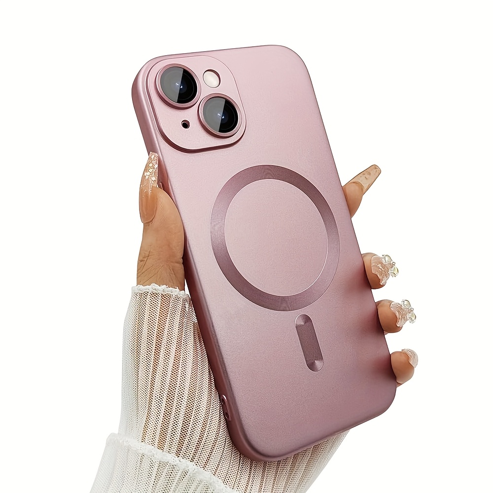 Phone Case - Magnetic Phone Case For Iphone 13, Designed For Women, Featuring A Matte Luxurious Soft Metallic , Includes Lens Protector, Compatible With Phone Cases
