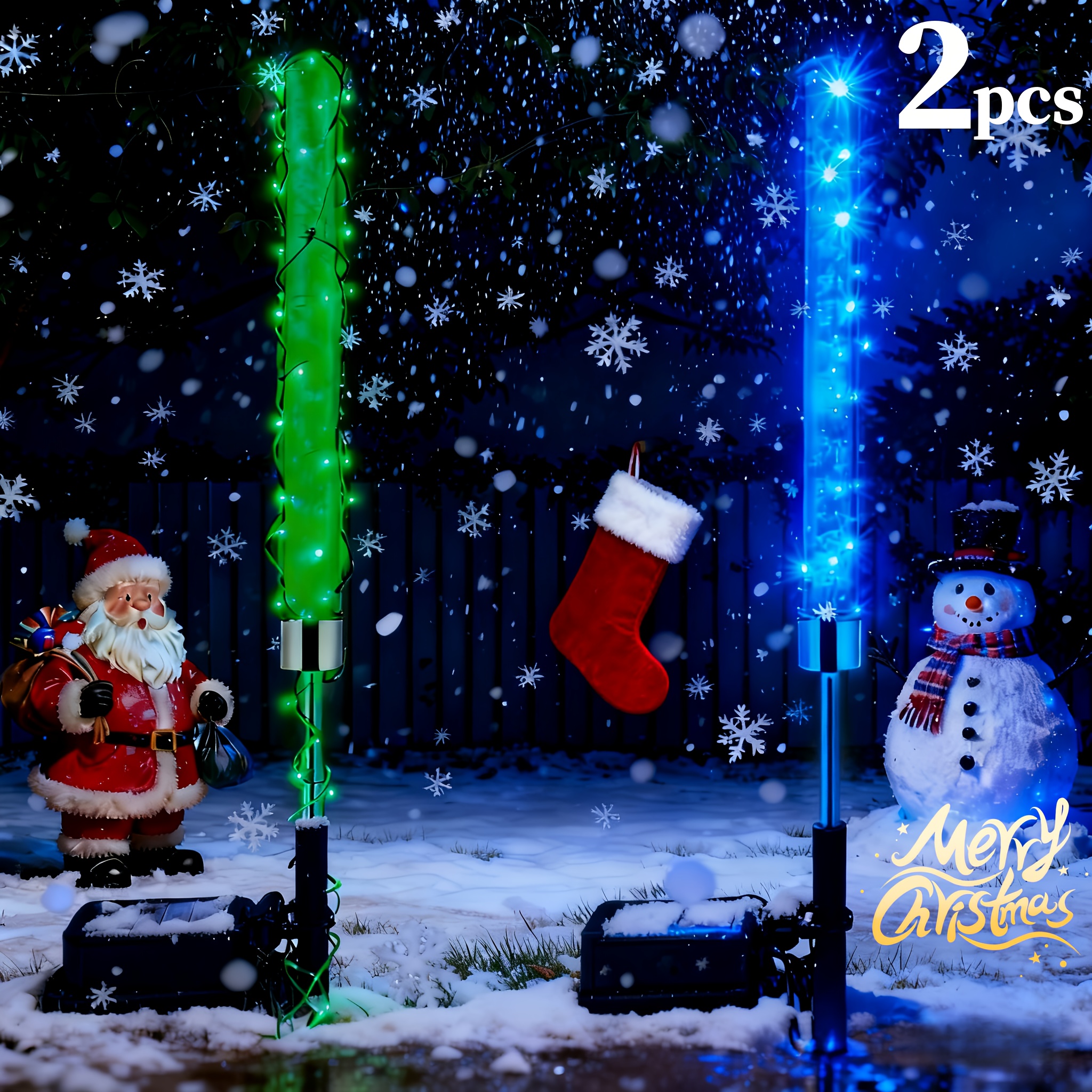 TEMU [2pcs Color Changing Garden Lights] 2pcs Vibrant Color Changing Solar Stake Lights | Outdoor Yard Decor, Outdoor Lawn And Lighting | X4