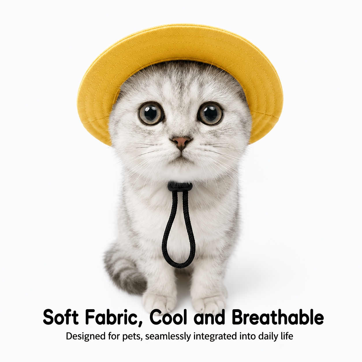   anti choking hat with adjustable strap ear exposing design fishermans cap pet headwear sun protection hat for summer Product details 5