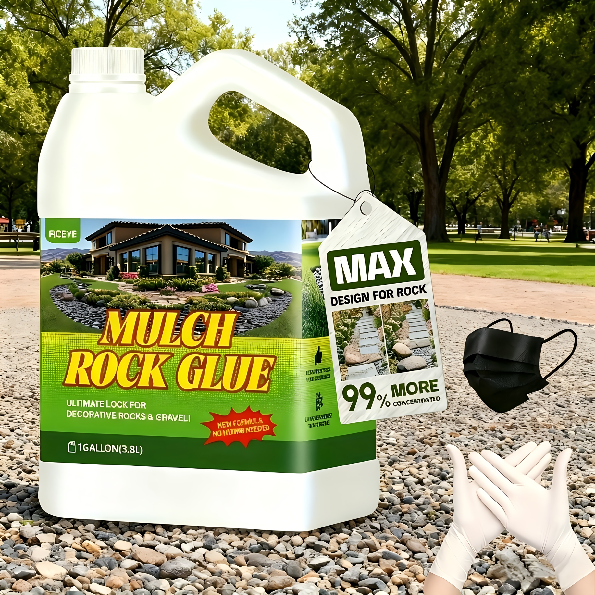TEMU 3.8l Masonry Glue Heavy Duty - Rock Adhesive For Landscaping - Non-toxic, Solvent-free Formula With High Initial - Perfect For Patio , Stone