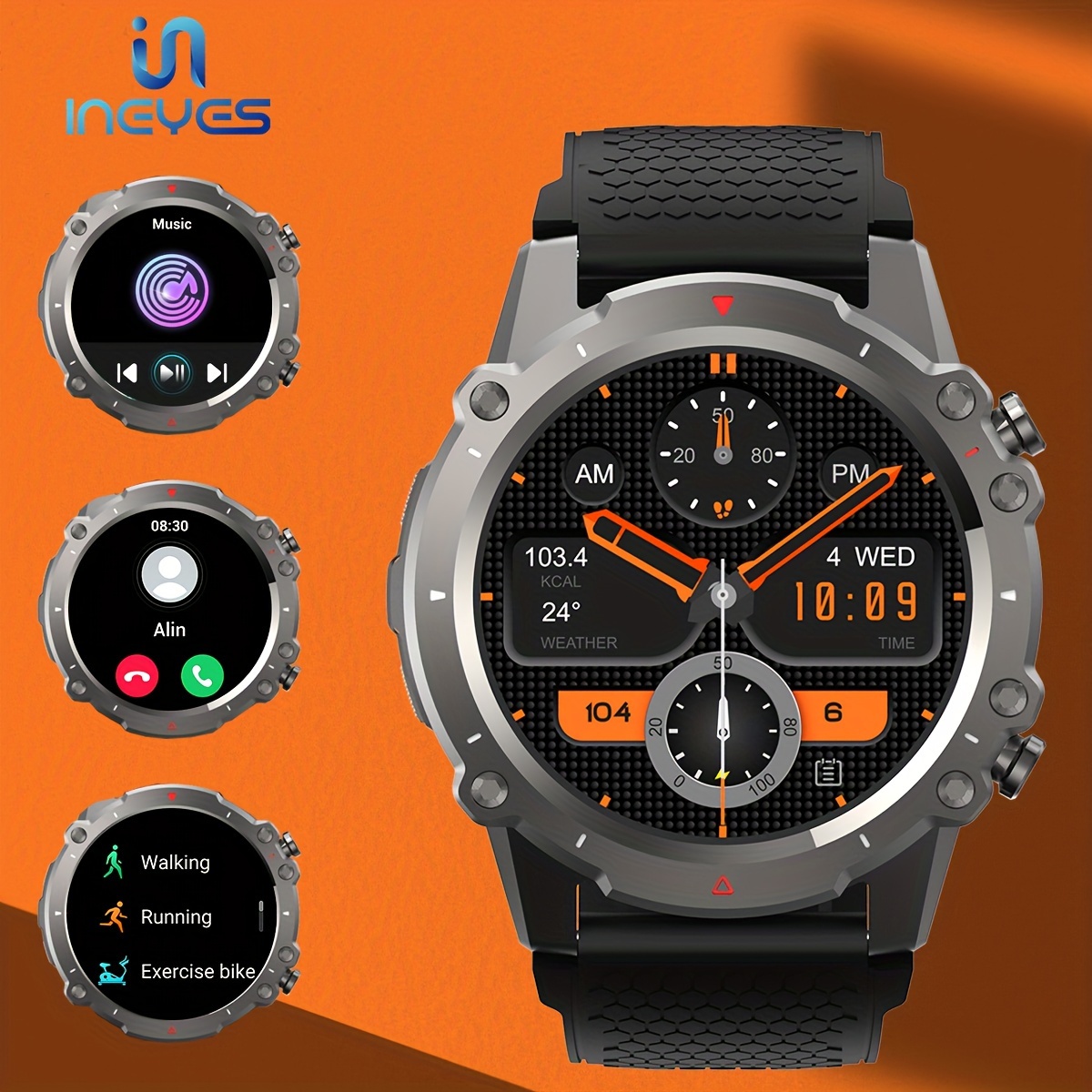 Military Smart Watch for Men with LED Flashlight 1.45” Rugged Waterproof  Smart Watch with 100+ Sports Modes Fitness Tracker with Heart Rate Sleep