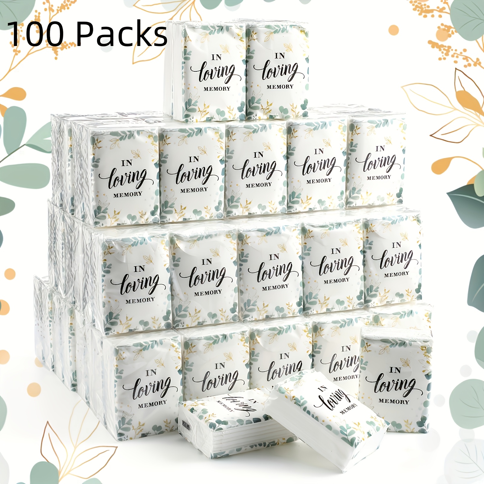 TEMU 100pcs Funeral Facial Tissues In Loving Size Pocket Tissues Small Individual Tissue Packs Mini Travel Tissue Packs Facial Tissues For
