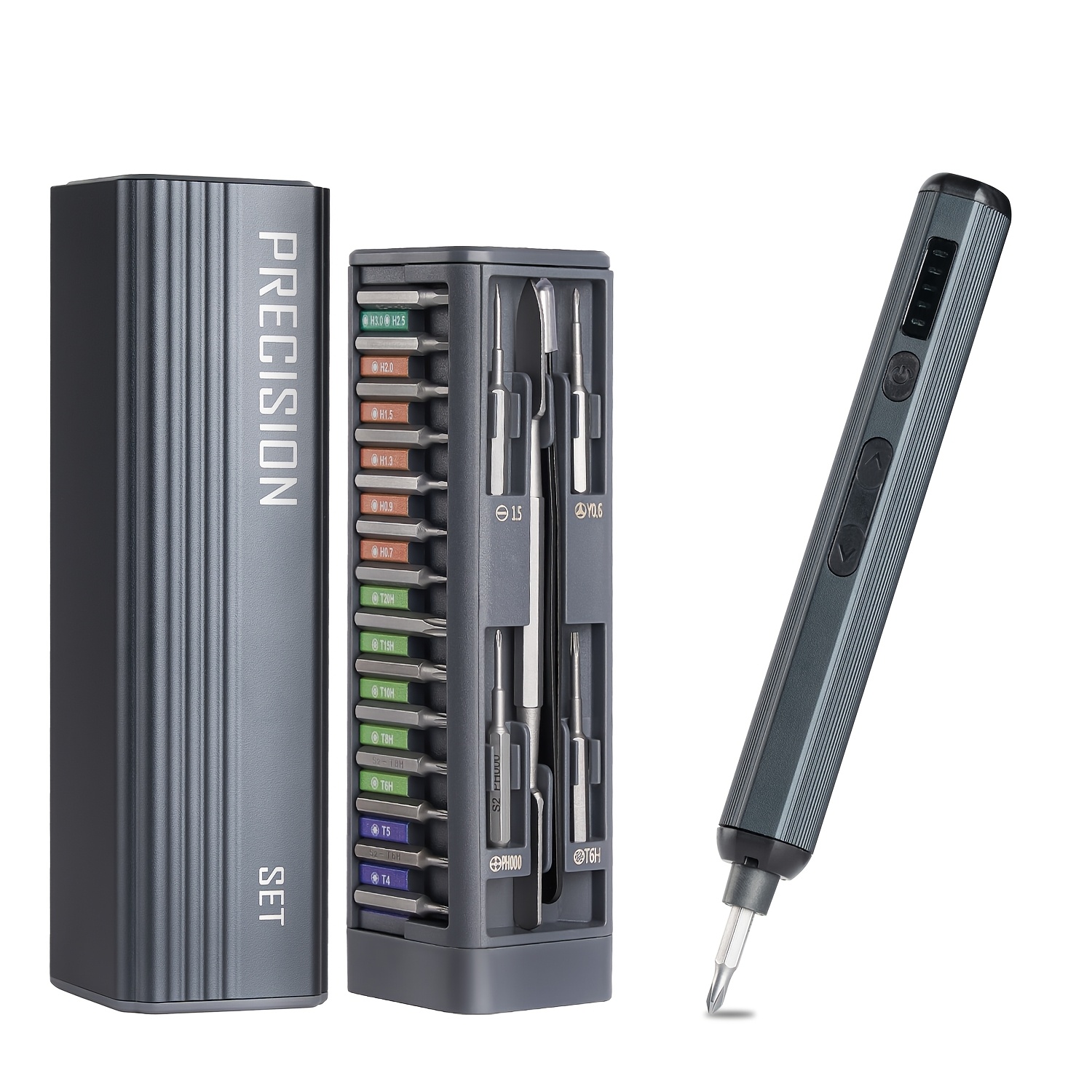 TEMU Kit de Tournevis Électrique 52 en 1, Ensemble de Tournevis de avec 5 Réglages de Couple, Lumière LED, Stockage Magnétique, Magnétiseur, Kit