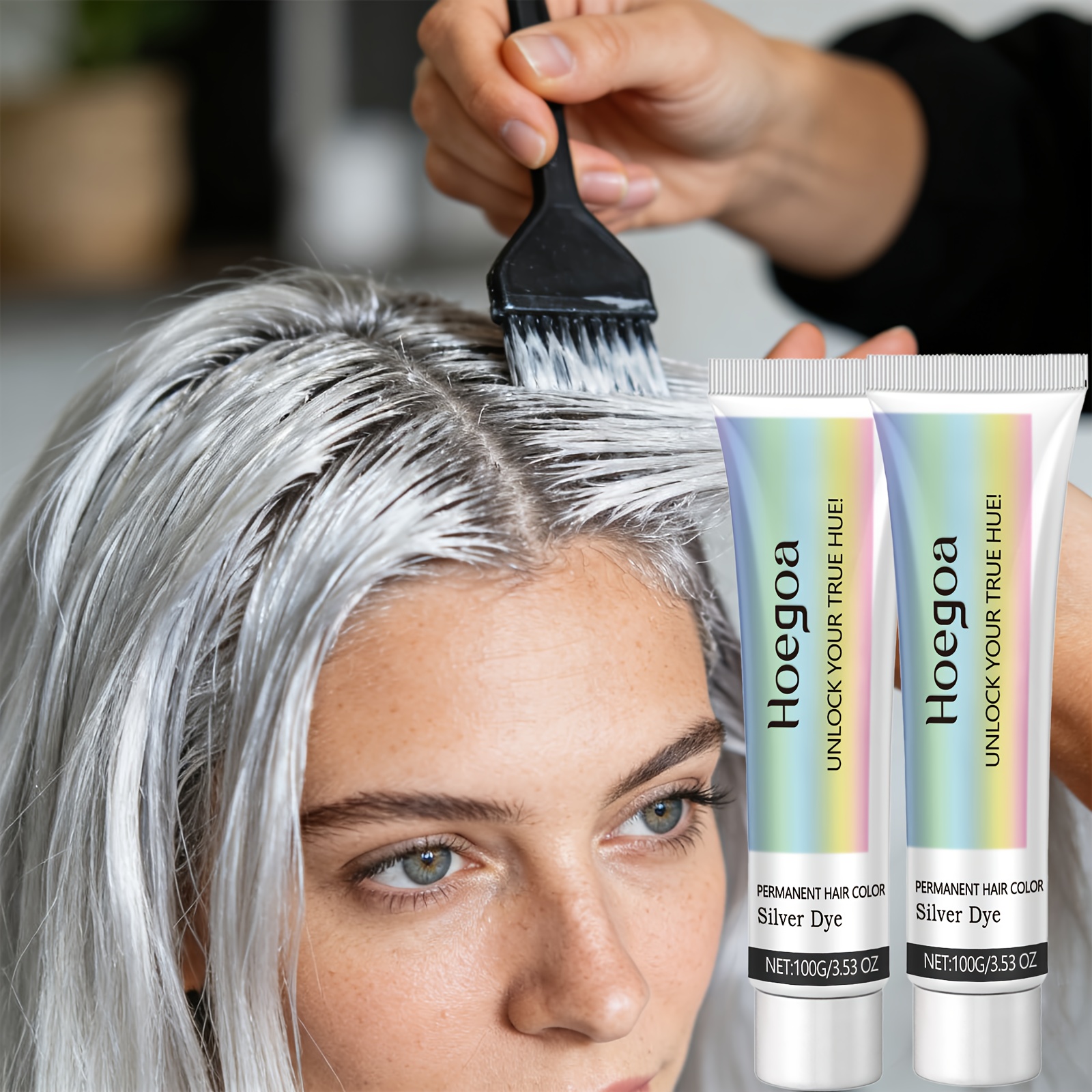 silvery hair dye uniform color long - Temu Mauritius
