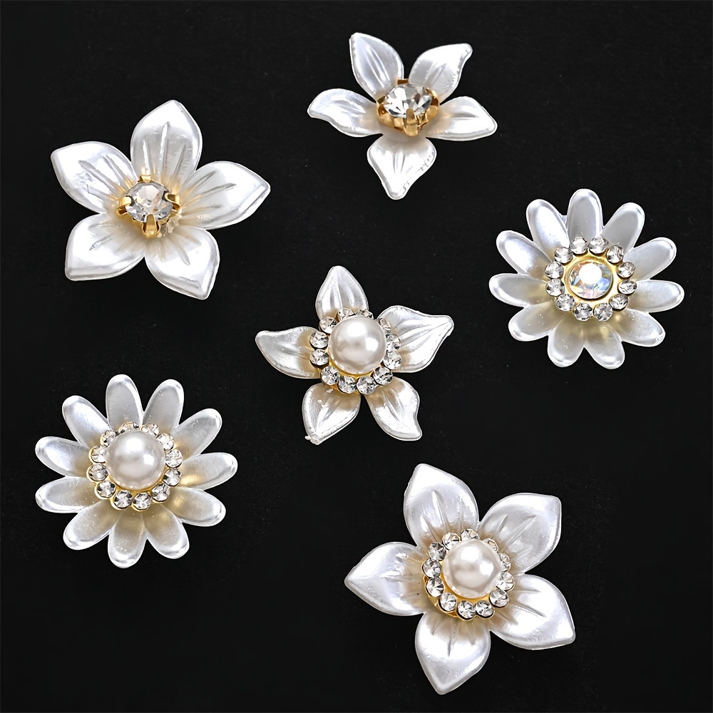 

30pcs Elegant Flower Charms With Imitation Pearls & Rhinestones - Perfect For Diy Jewelry, Clothing, And Hair Accessories Charms For Jewelry Making Jewelry Charms