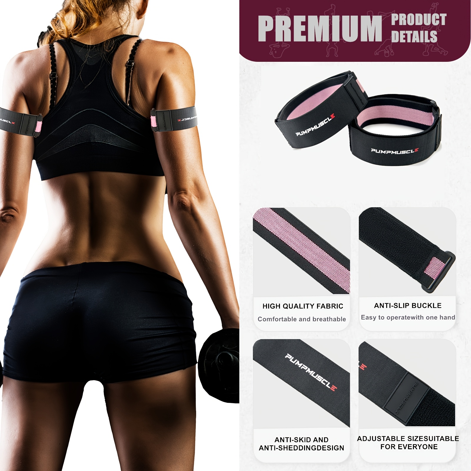 2pcs Adjustable BFR Bands for Muscle Growth & Strength