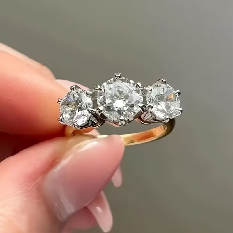 6-Claw Pave Double-Tone Copper Micro-Pave Ring