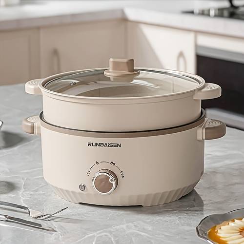 3l multi functional electric cooker non stick hot pot with 3rd peeling non stick boiling plate anti handle steamer eu plug 220 240v for home office party dorm electric stove for cooking home kitchen appliance sleek kitchen gadget durable construction versatile chefs