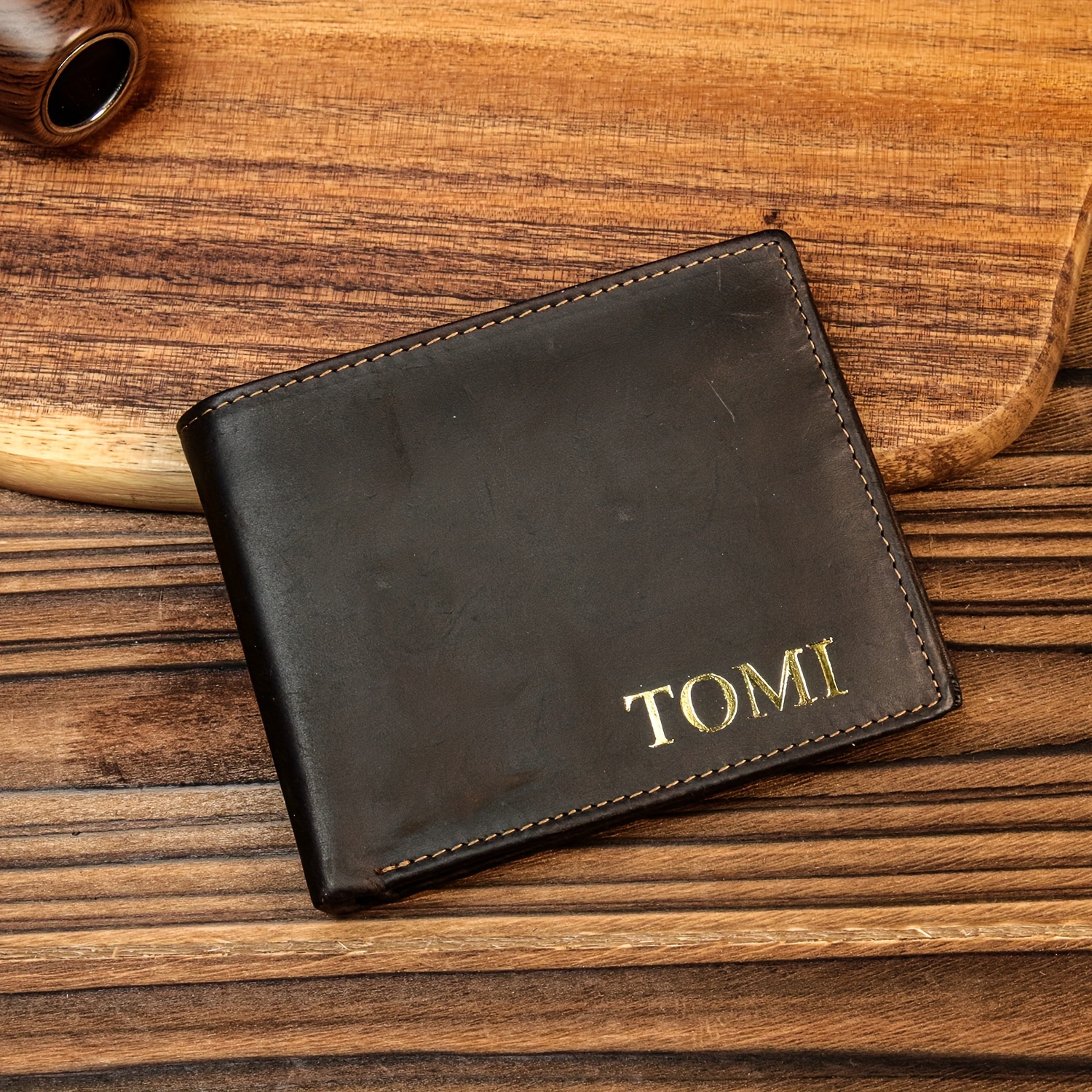 TEMU Engraved Wallet - Genuine Cowhide, Bifold - Perfect For Him