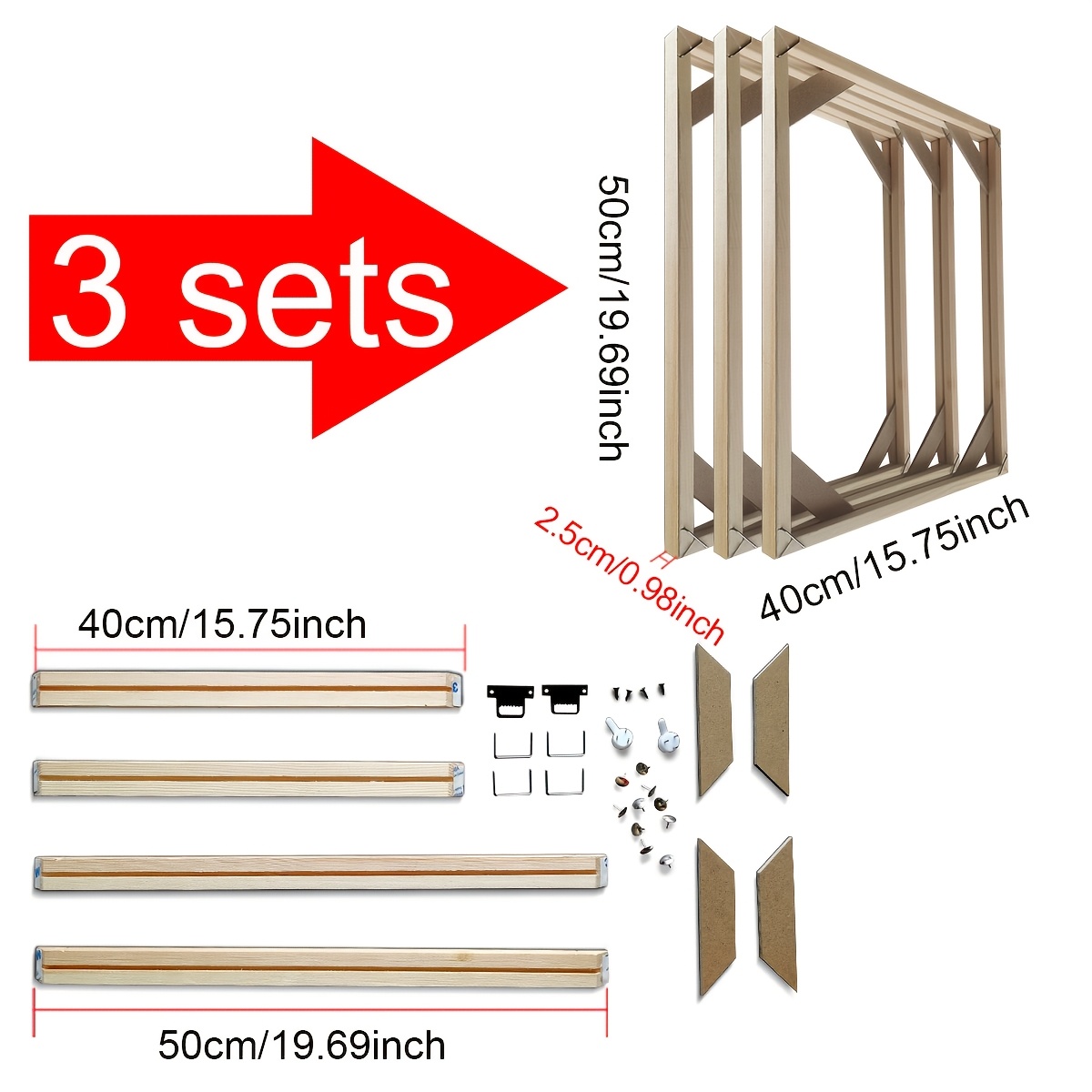 E-shop 3er-Set Fotoraum DIY Bilderrahmen aus Massivholz Gemälderahmen für atemberaubende Diamant-Ölgemälde, Poster Leinwandbilder, Wandkunst-Rahmen,