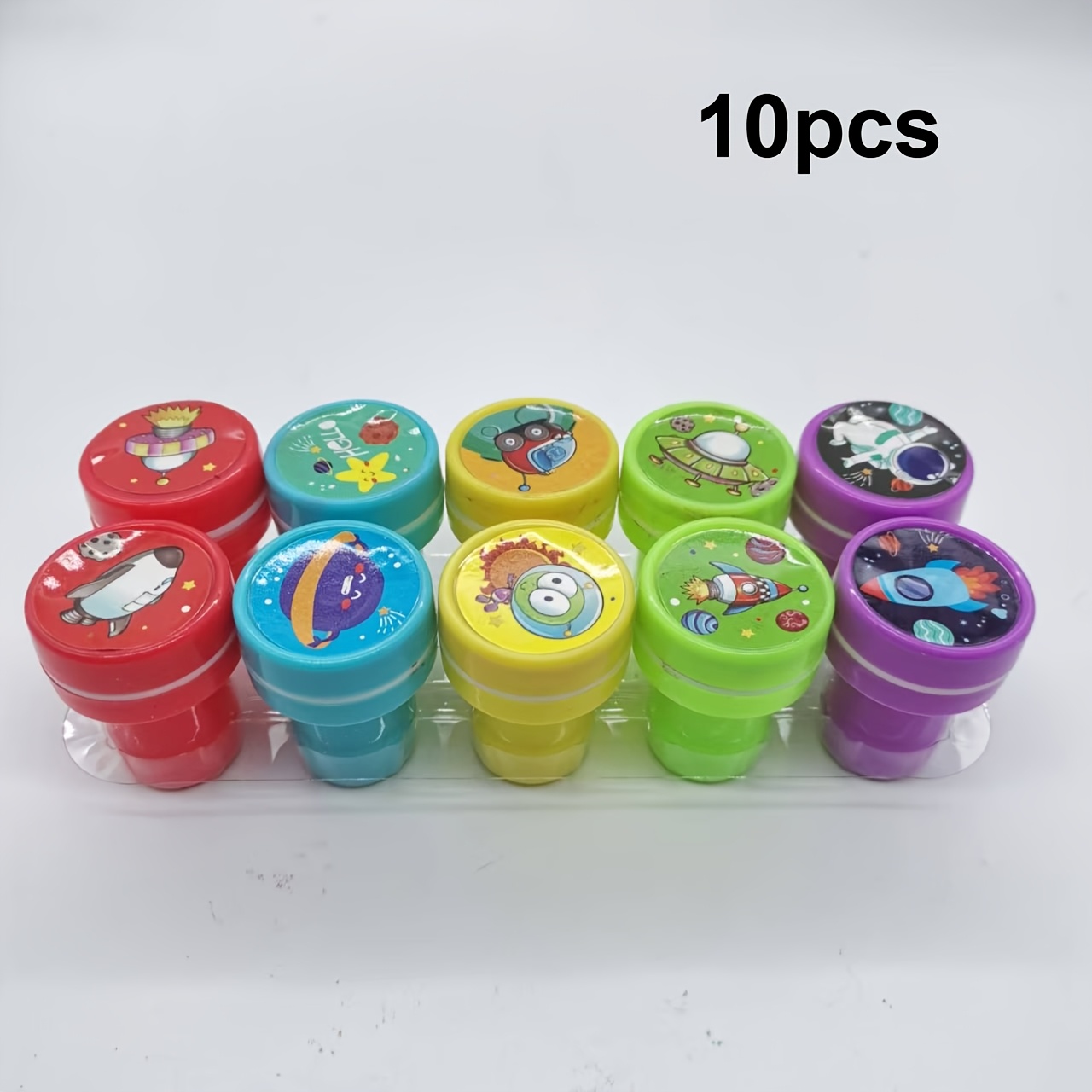 E-shop Geschenk für Sie/Ihn 10 Stück Raumschiff Stempel Niedliche Astronaut Thema Selbstfarbende Stempel Cartoon Stempel Tier Stempel Malzubehör