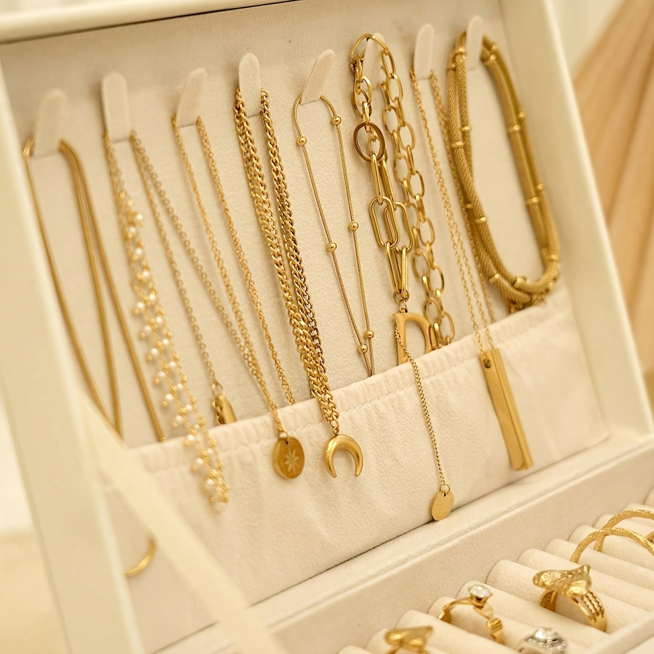 elegant french style jewelry box with key lock large capacity three tier organizer for necklaces earrings rings and bracelets   with drawers ideal for spring summer fall and winter jewelry storage classic jewelry box   jewelry boxes   Product details 1