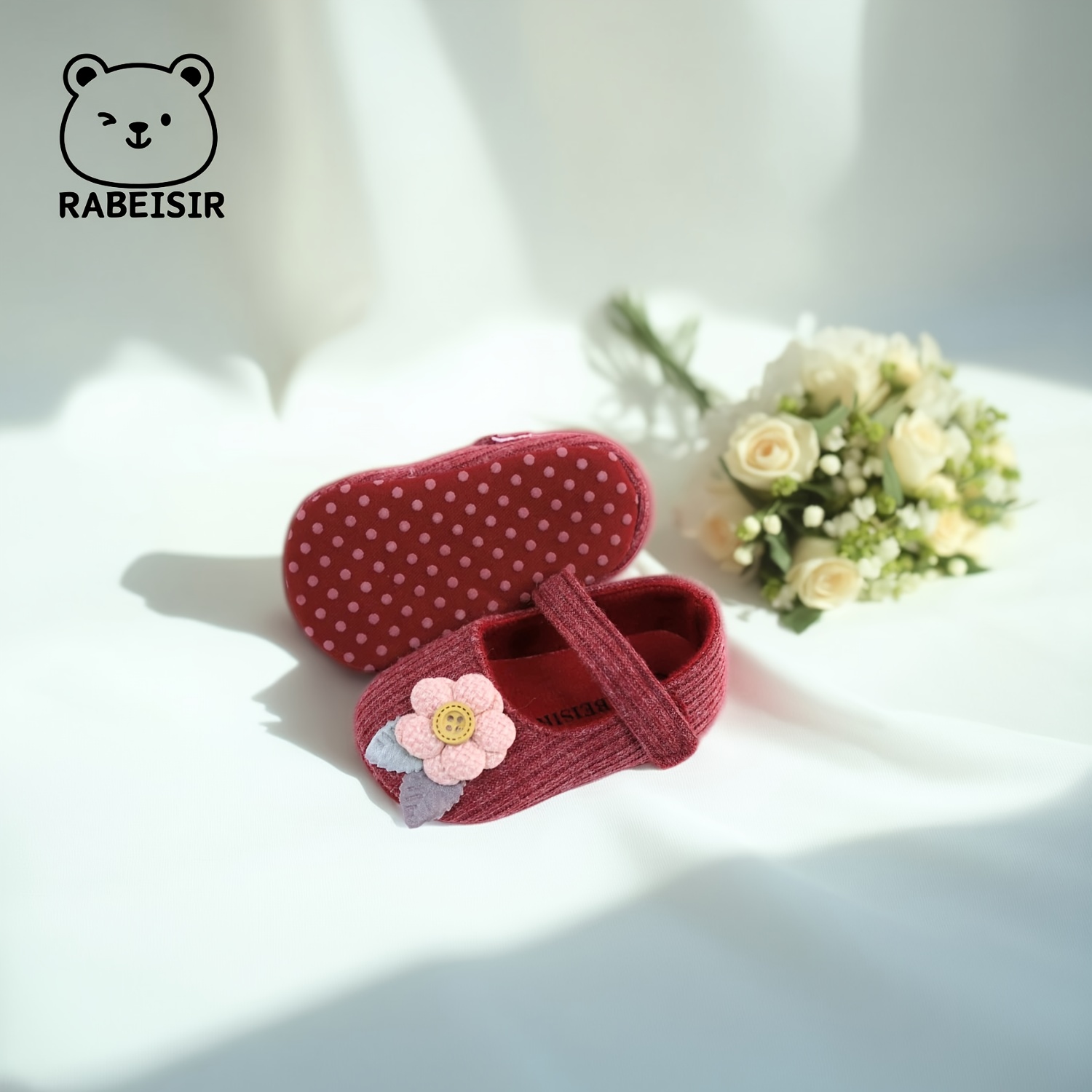 Trendy Cute Flower Mary Jane Shoes For Baby Girls, Comfortable Lightweight Non Slip Walking Shoes For Indoor Outdoor Party, Spring And Autumn