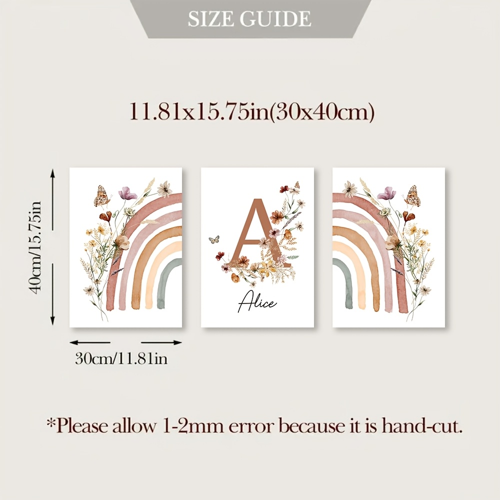 3pcs Personalized Name Poster - Butterfly Wildflower Canvas Art