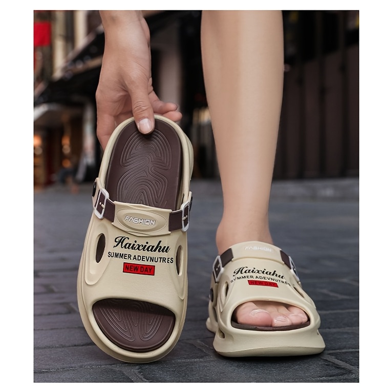 mens summer slip on slippers with anti slip eva thick sole dual purpose outdoor and casual beach sandals for driving Product details 19