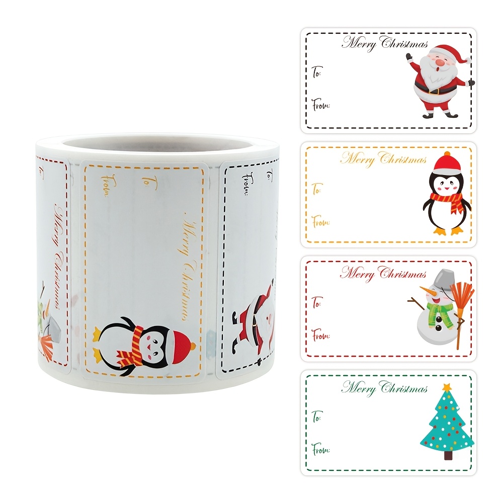 1 Roll (250 Stickers) Fun Adhesive Labels For Christmas Party Gifts