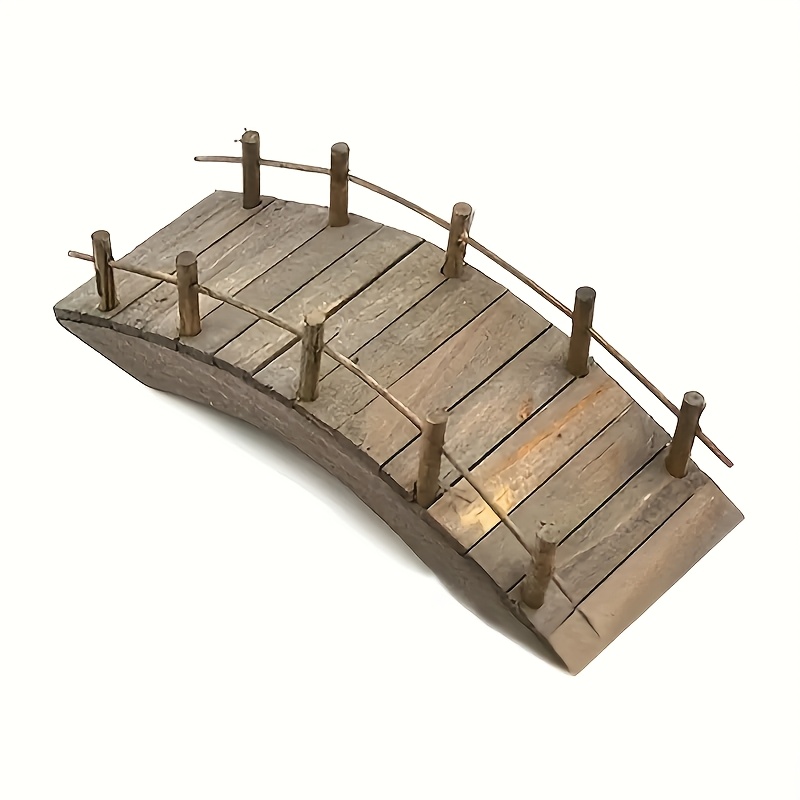 Image of Mini Simulation Arch Bridge Outdoor Scene Wood Arch Bridge Model Furniture Fairy Garden Ornaments Crafts Scene Additions Decoration Decor Gift
