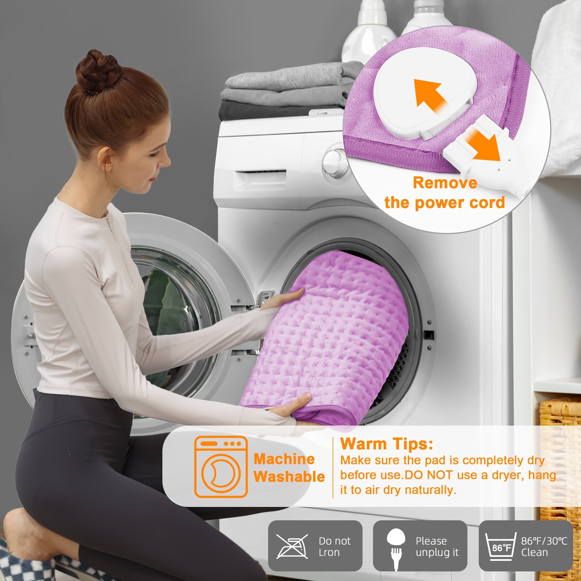 xl heating pad portable electric heating pad for back neck knees legs abdomen 24in 12in 6 heating levels   options fast heating to 140 degrees   machine washable ideal gift for dad and mom holiday gift Product details 5