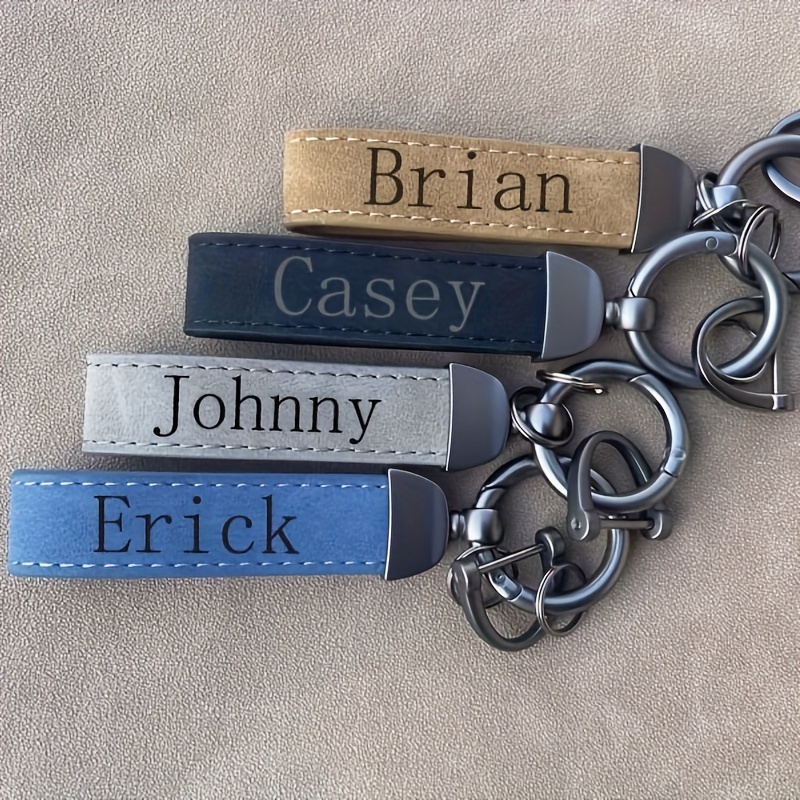 

1pc Personalized Pu Leather Business Style Keychain, Custom Laser Engraved Name Minimalist Key Ring, Ideal Gift For Father's Day And Valentine's Day