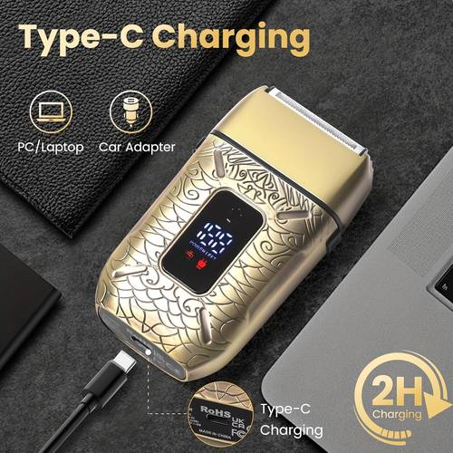 mens electric with triple blades led display cordless foil shaver usb rechargeable lithium battery with 800mah capacity for dry wet shaving