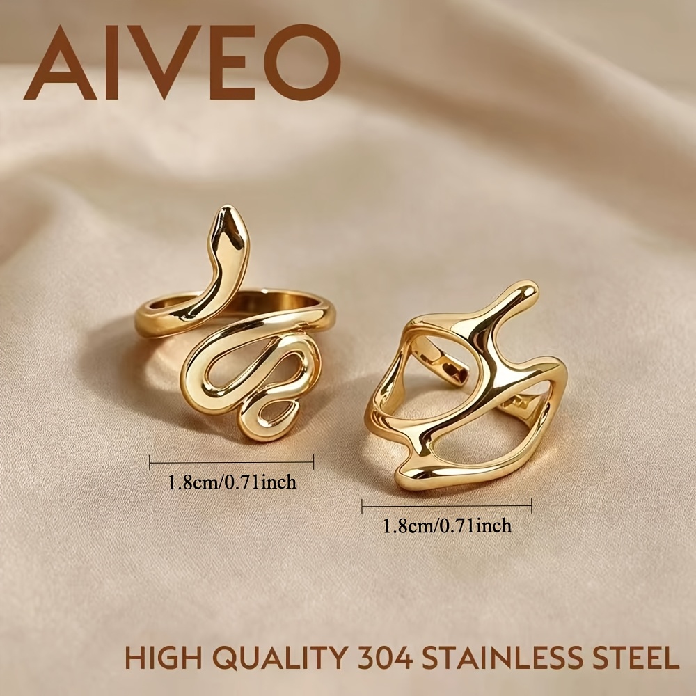 2pcs Golden Stackable Open Ring Set for Women