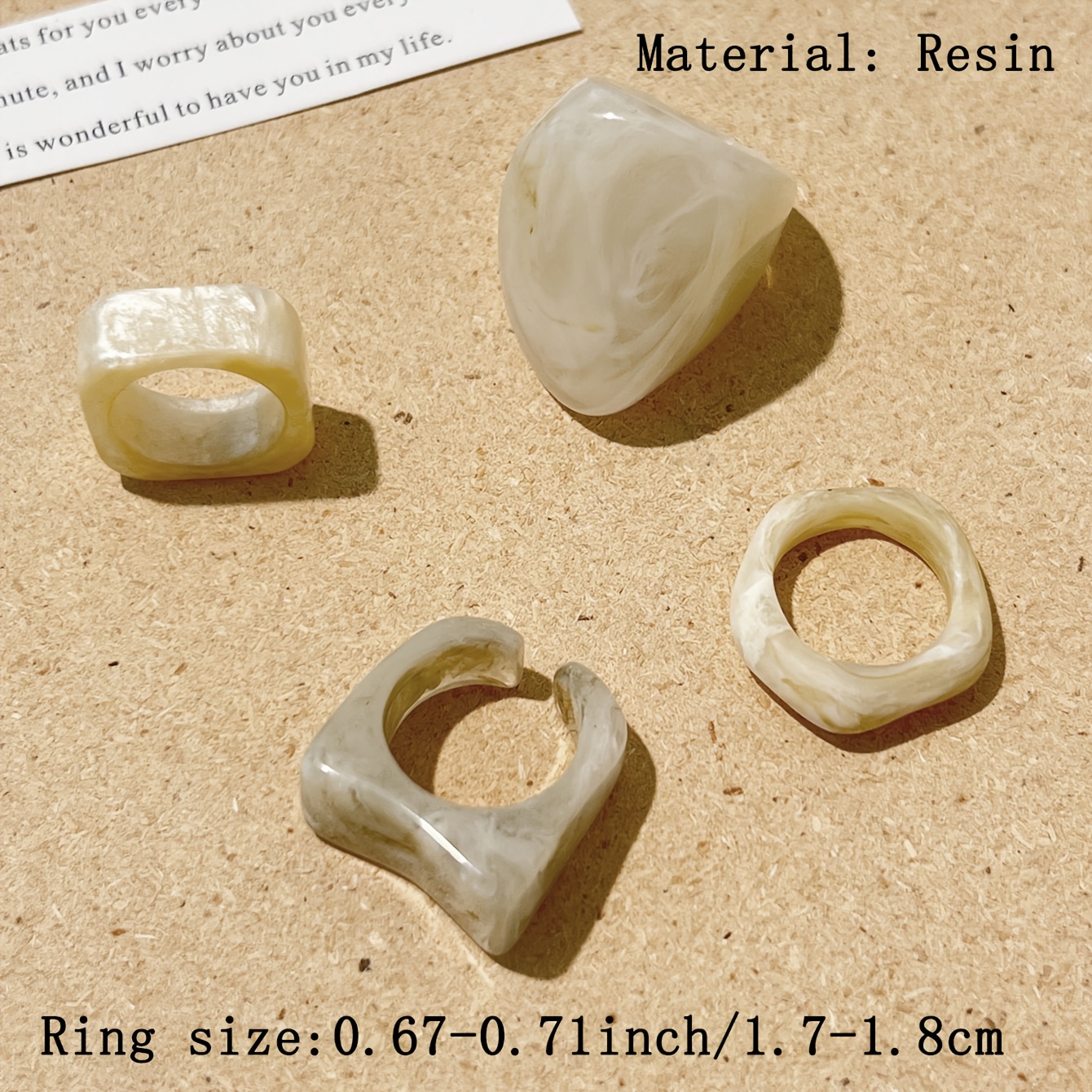 4pcs Of Minimalist Resin Rings, Comfortable For Women