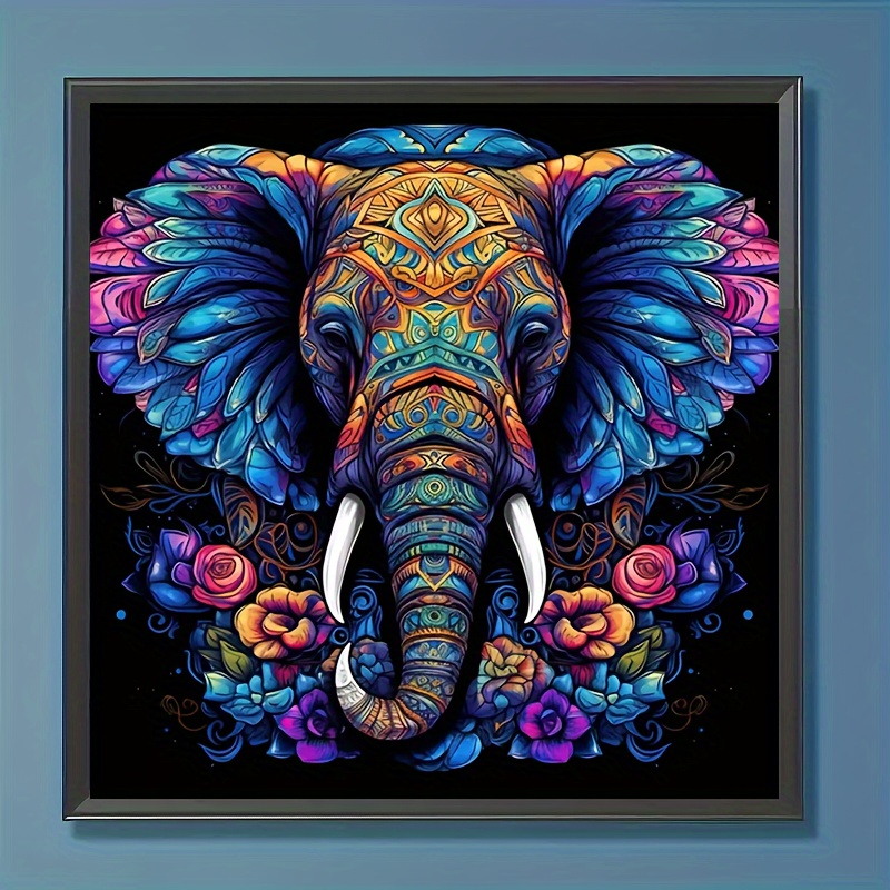 

1pc Colorful Elephant Pattern Mosaic Puzzle Kit, Diy 5d Round Rhinestone Painting Mosaic Craft, Handmade Set, Can Create Amazing Artwork, Suitable For Home Wall Decoration