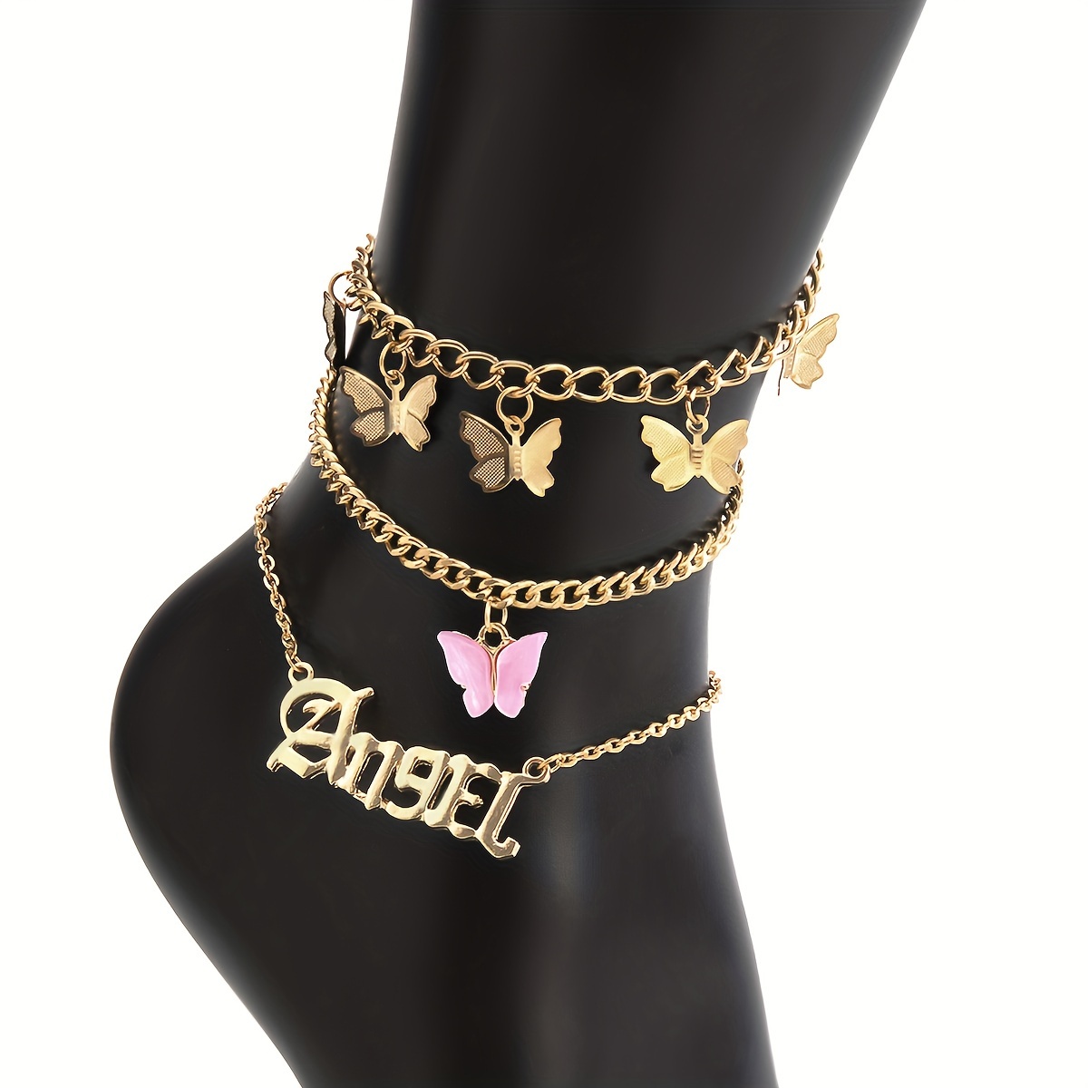 

Punk Letters Multi-layer Geometric Footwork Creative Joker Butterfly Set Beach Anklet