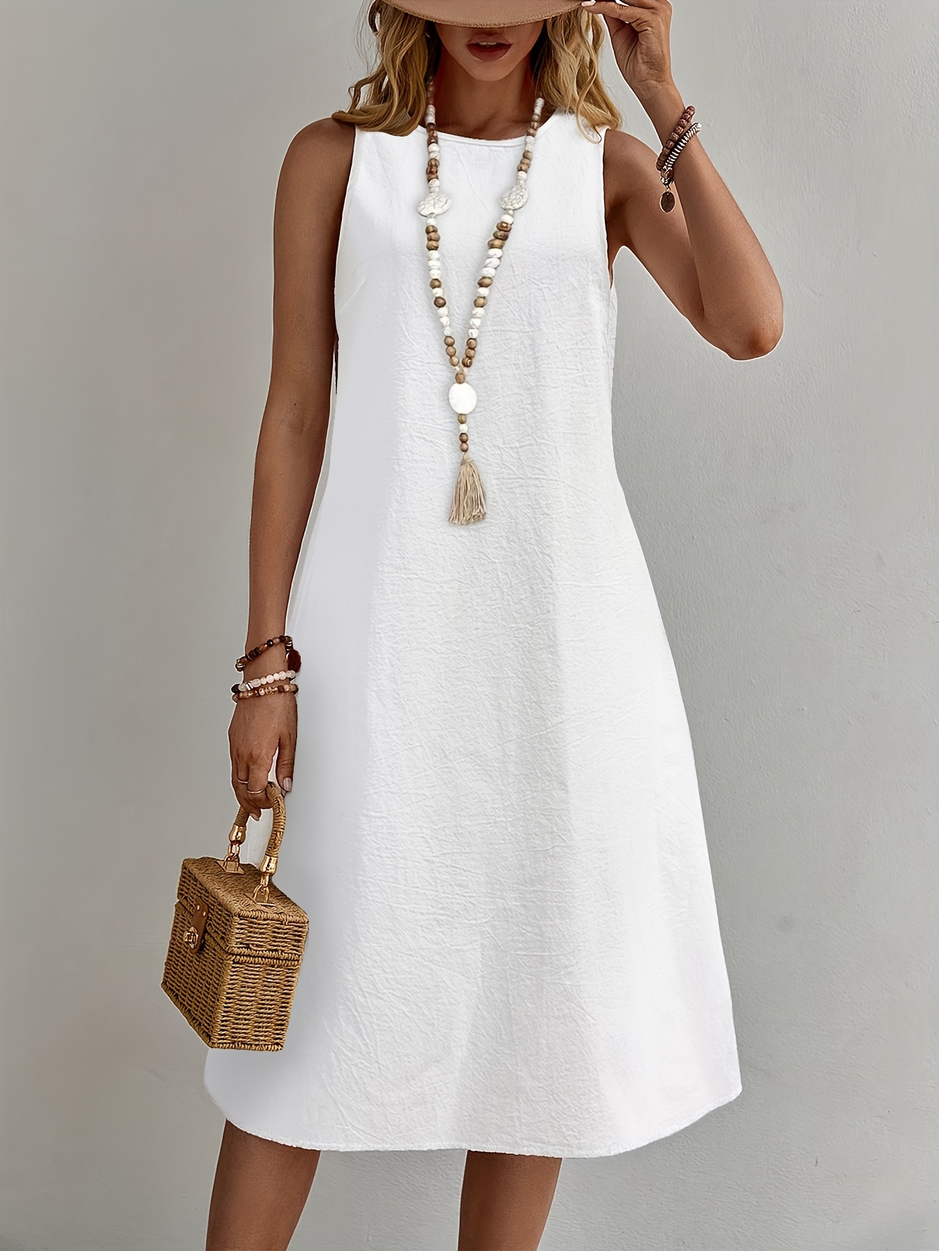 casual white dress sold on Temu United States