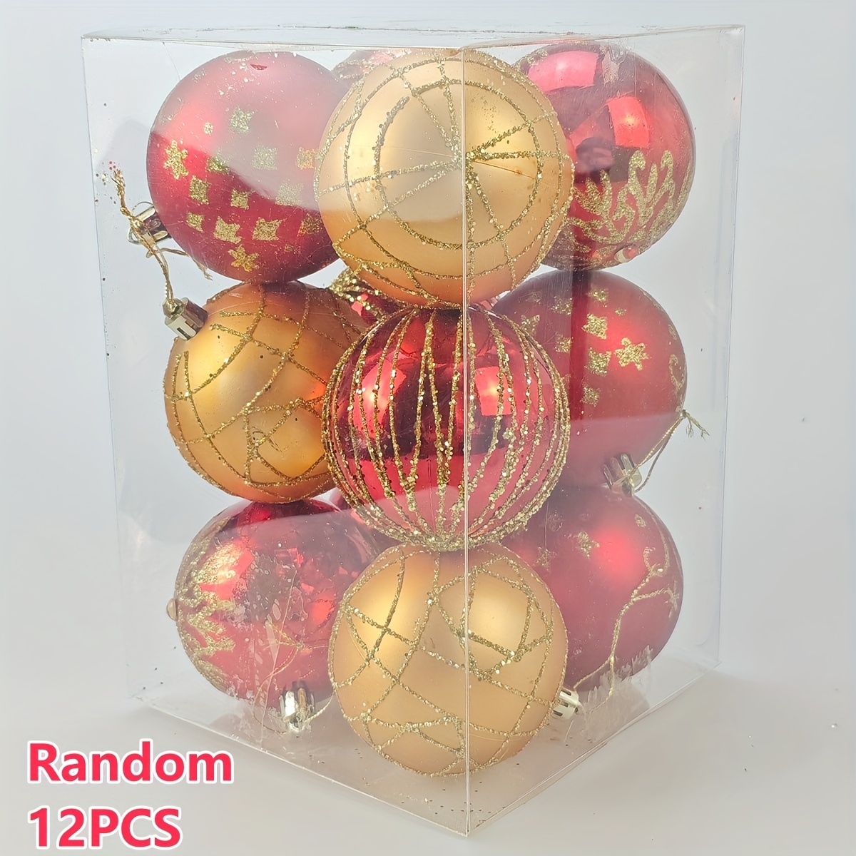 12pcs Christmas Holiday Decorations Hanging Ornaments, Ball Pendant, Christmas Party Scene Props, Random Patterns And Styles
