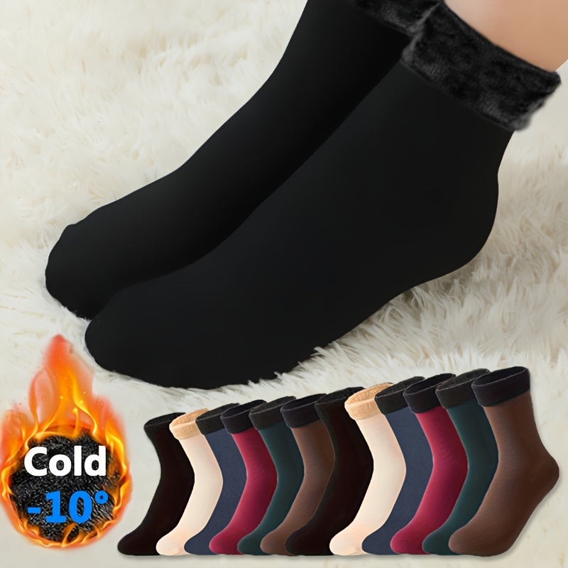 

6 Pairs Of Socks For Autumn And Winter, Unisex, Thickened And Fleece-lined, Mixed Warm Socks, Suitable For Snow And Indoor Use, Soft And Cozy Mid-calf Socks.