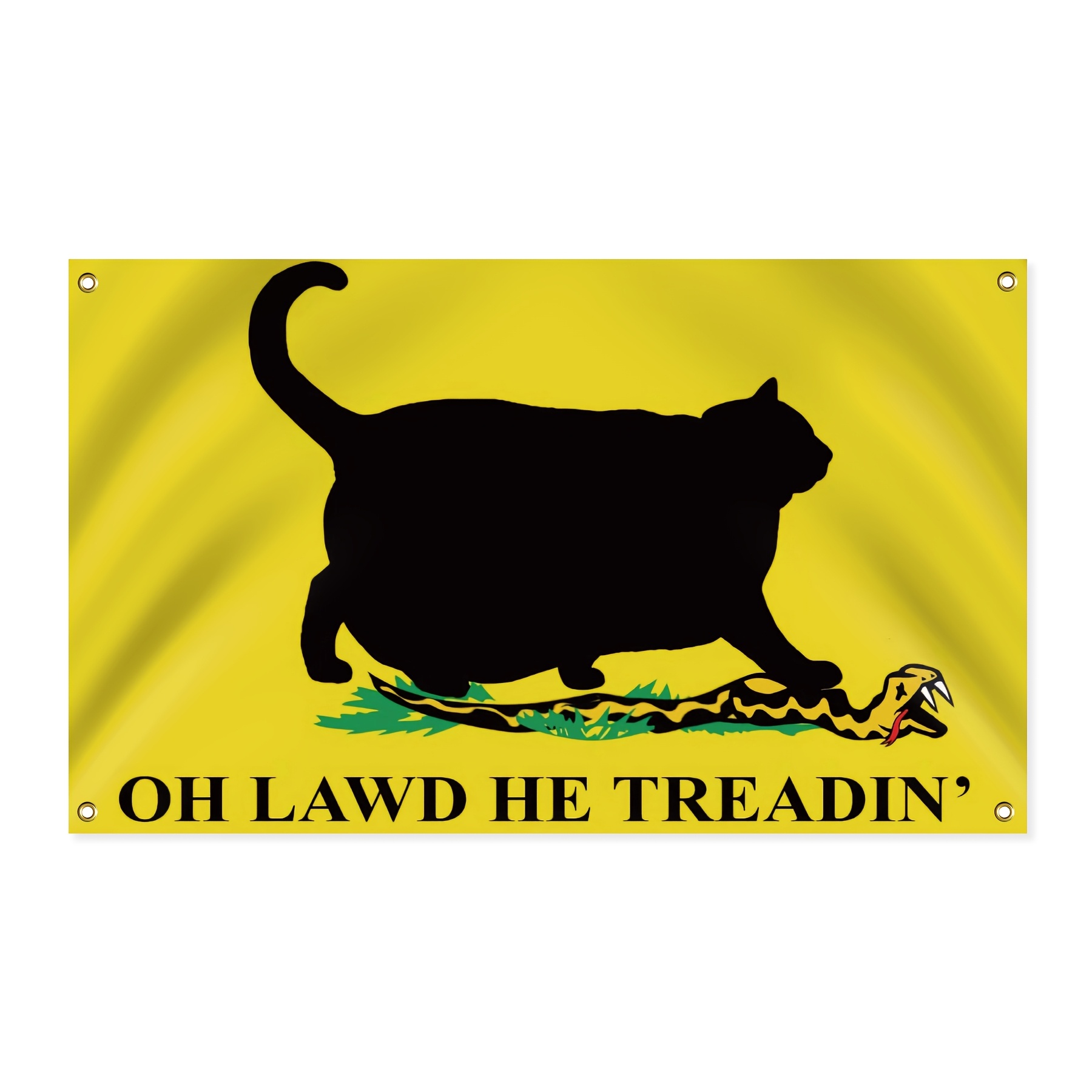         it a humorous banner featuring a chubby cat measuring 3x5 feet 90x150 cm   yet weathered polyester   double stitched and   brass grommets for   display 0